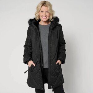 Arctic Expedition Diamond Quilted Parka with Removable Hood-Black-Large-A661553